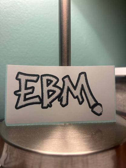 Signature White EBM Stickers.