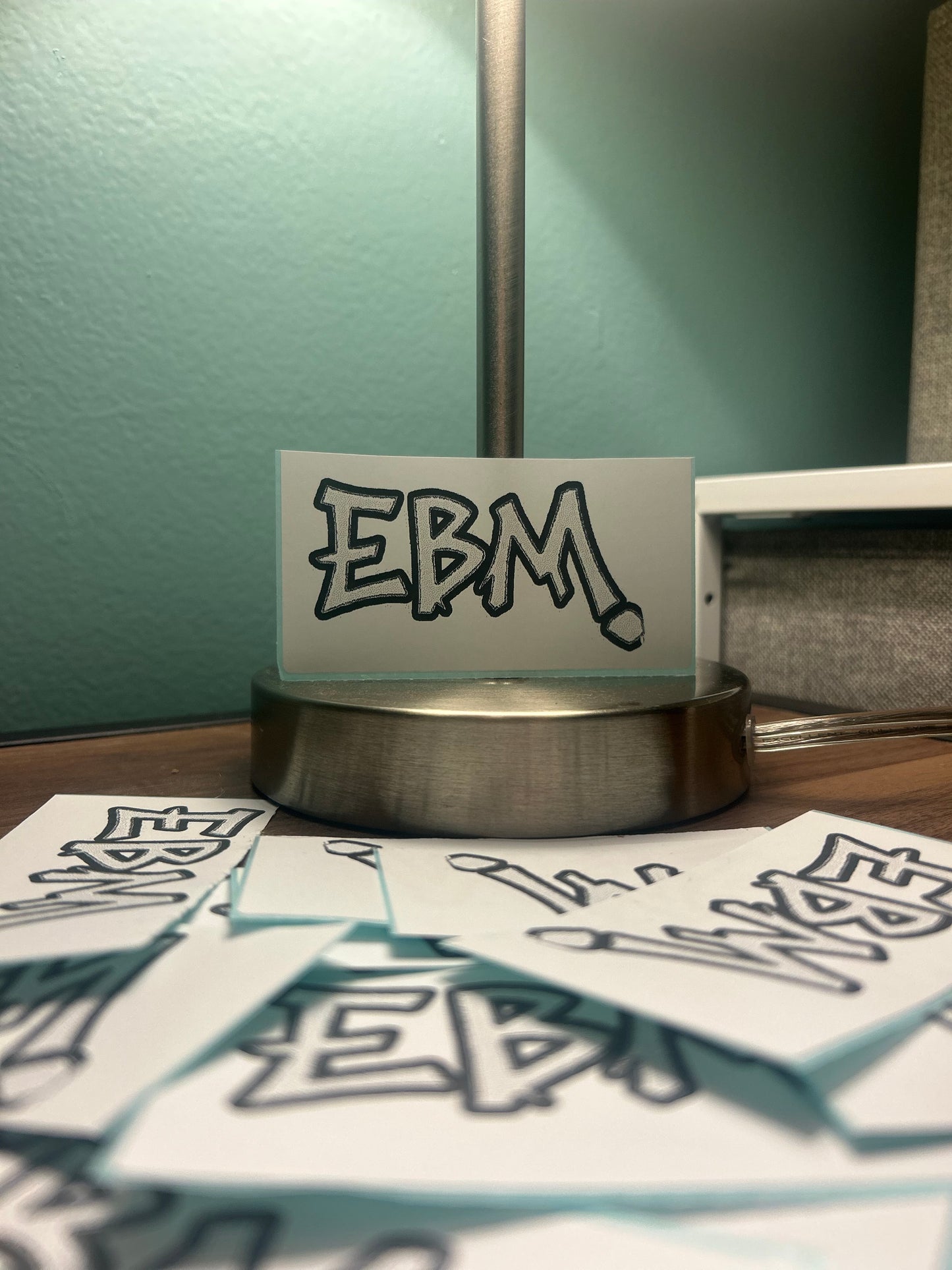 Signature White EBM Stickers.