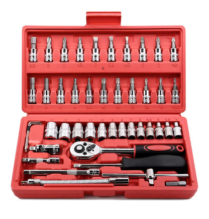 46 Piece 1/4”/1/2” Socket Ratchet Set