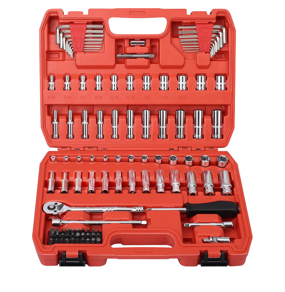 46 Piece 1/4”/1/2” Socket Ratchet Set